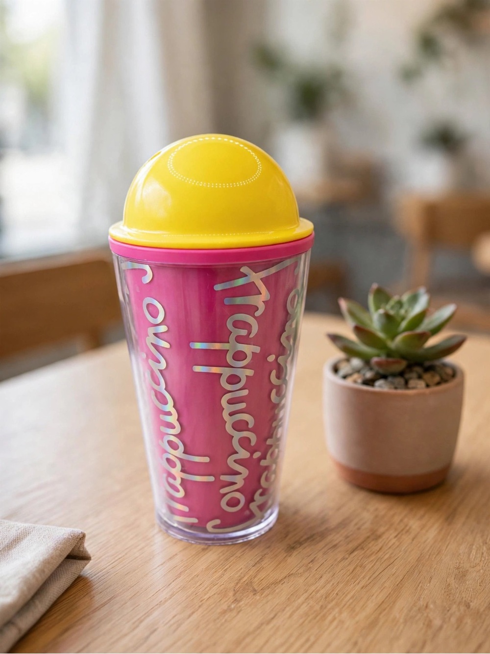 Starbucks Frappuccino Cup — Pink & Yellow